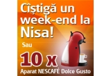 Castiga un aparat NESCAFE Dolce Gusto pe saptamana sau un week-end la Nisa