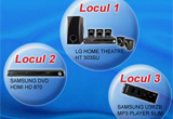 Castiga un sistem home theatre, un laptop, DVD playere, mp3 playere