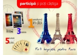 Castiga un city break la Paris pentru doua persoane, o tableta E-Boda Supreme X80 Dual Core alb sau 2 bilete la film
