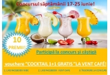 Castiga unul dintre cele 10 vouchere "COCKTAIL 1+1 GRATIS" la Vent Cafe