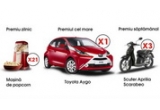 Castiga o masina Toyota Aygo, 3 scutere Aprilia Scarabeo sau 21 masini de popcorn