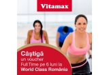 Castiga un voucher full la World Class valabil pe 6 luni + pachet Vitamax cu 15 cps