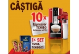 Castiga 10 espressoare Tchibo Cafissimo Latte si 76 seturi Twix&Tchibo