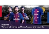 Castiga un tricoul primei echipe FC Barcelona semnat de Messi, Suárez si Coutinho