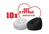 Castiga zilnic un set de 2 x fotolii Puf (pentru El si pentru Ea)