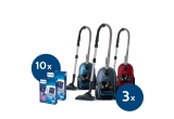 Castiga 3 aspiratoare Philips gama Performer Silent + saci de schimb pentru 1 an