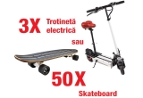Castiga 3 x trotineta electrica sau 50 x skateboard
