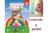 Castiga cartea inteligenta "Eu si Virusul Hai-Hui", prosopel pufos pentru copii din 100% bumbac, sapun si masca de protectie