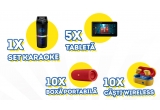 Castiga un set de karaoke, boxe portabile, tablete sau casti wireless