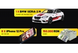 Castiga un BMW M2 tunat, un iPhone 12 Pro, 5000, 2500 sau 500 lei