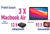 Castiga 3 laptopuri Apple MacBook Air 13 M1, 13 videoproiectoare LED și 92 boxe portabile JBL Go 2
