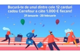 Castiga unul dintre cele 12 carduri cadou Carrefour a cate 1.000 euro fiecare