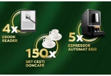 Castiga espressoare automate EGO, ebook readere Kobo Elipsa sau seturi de cani Emboss Doncafe