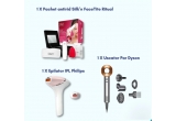 Castiga uscatoare de par Dyson, epilatoare IPL Philips Lumea Prestige sau pachete antirid