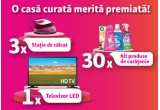 Castiga un televizor LED Samsung, stații de calcat Philips sau seturi cu produse de curațenie