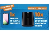 Castiga un telefon iPhone 15 Plus sau friteuze cu aer cald Philips Airfryer