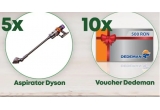 Castiga aspiratoare Dyson V15s Detect Submarine sau vouchere Dedeman de 500 lei fiecare