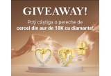 Castiga o pereche de cercei din aur de 18K cu diamante 