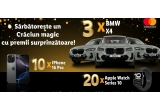 Castiga mașina electrica BMW i4 xDrive 20i, telefoane iPhone 16 Pro sau ceasuri Apple Watch 10
